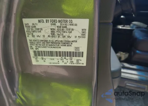 2012 Ford Escape Limited from USA, damaged, VIN 1FMCU0E71CKA83336